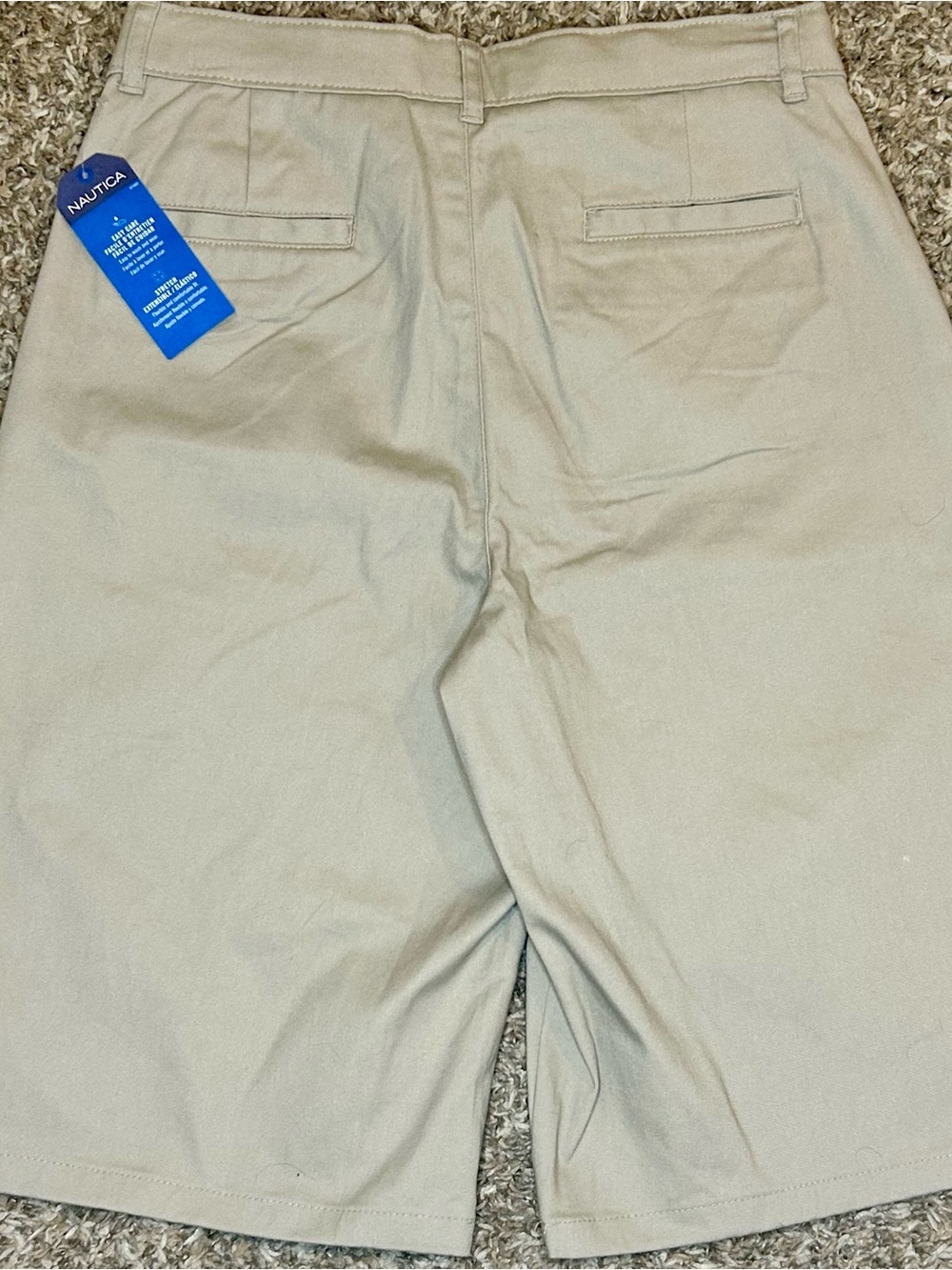 Nautica Khaki School Pants with Light Blue Trim - Picture 3 of 4